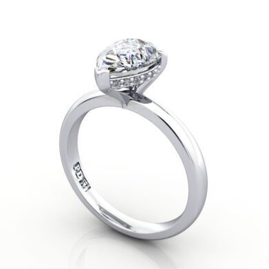 Thumb Pear Diamond Ring White Gold RS51 3D