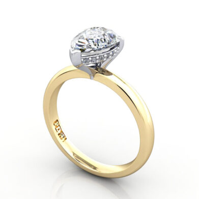Thumb Pear Diamond Ring Yellow Gold RS51 3D