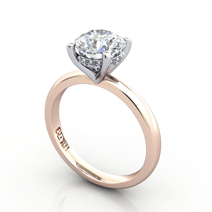 Round Brilliant Diamond Ring Rose Gold RS51 3D