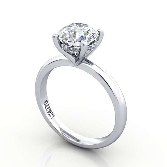 Round Brilliant Diamond Ring White Gold RS51 3D
