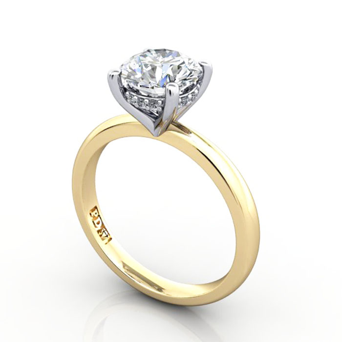 Thumb Round Brilliant Diamond Ring Yellow Gold RS51 3D
