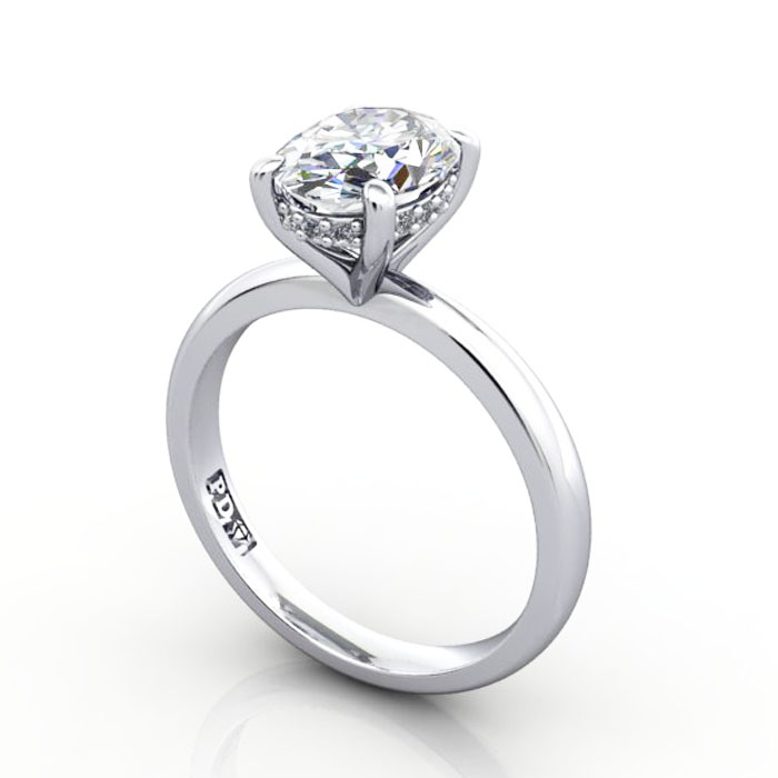 Oval Diamond Ring Platinum RS51 3D
