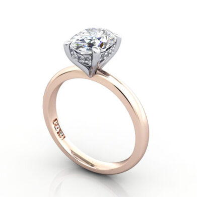 Thumb Oval Diamond Ring Rose Gold RS51 3D