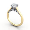 Thumb Solitaire Diamond Ring RS35 Yellow Gold Cushion 3D