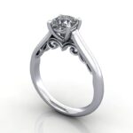 Solitaire Diamond Ring RS35 White Gold Cushion 3D Solitaire Diamond Ring RS35 White Gold Cushion 3D