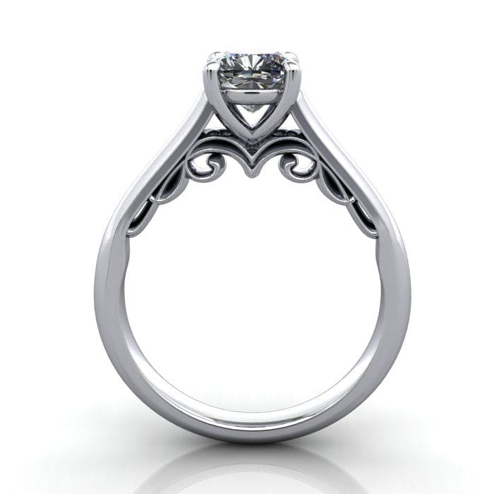 Solitaire Diamond Ring RS35 White Gold Cushion TF