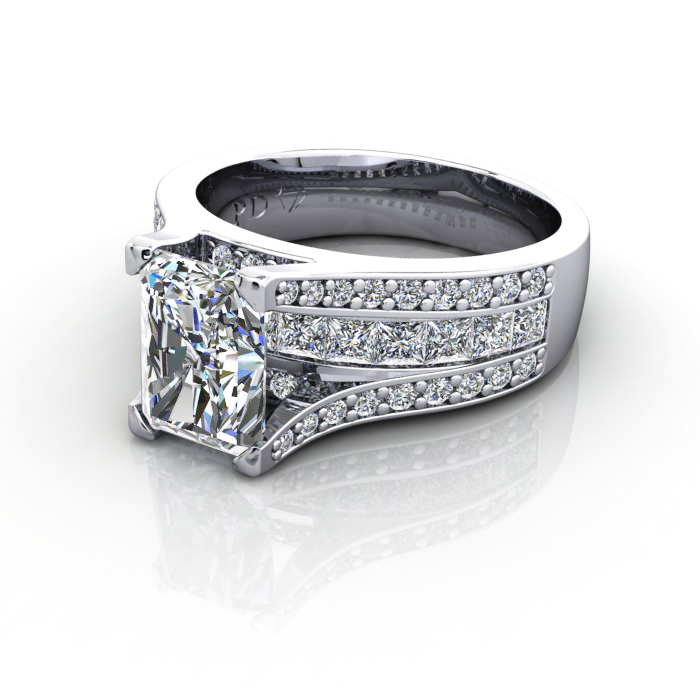Radiant Cut Diamond Ring with Accents RSA12 Platinum LF