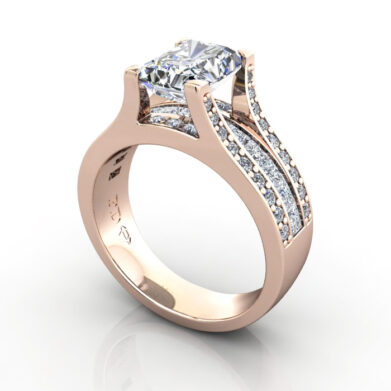 Radiant Cut Diamond Ring with Accents RSA12 Rose Gold 3D