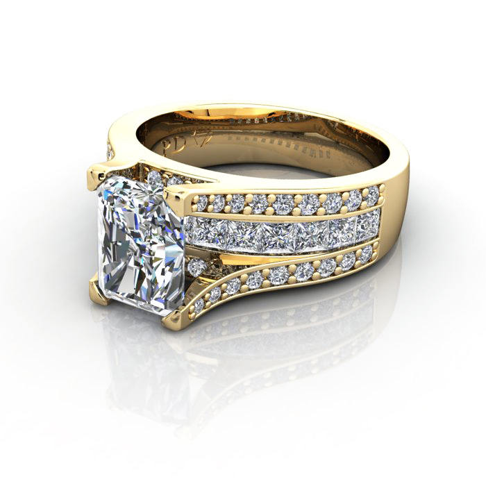 Radiant Cut Diamond Ring with Accents RSA12 Yellow Gold LF