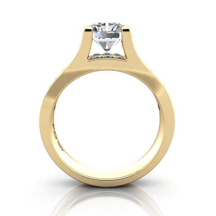 Radiant Cut Diamond Ring with Accents RSA12 Yellow Gold TF