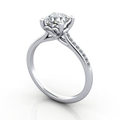 Thumb Cushion Solitaire Accent Diamond Ring RSA1 Platinum 3D
