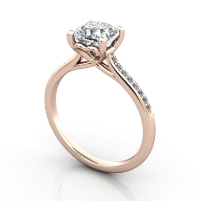 Thumb Cushion Solitaire Accent Diamond Ring RSA1 Rose Gold 3D