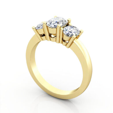 Thumb Trilogy Diamond Ring RT13 Yellow Gold 3D