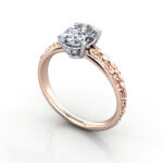 Oval Cut Vintage Diamond Ring Rose Gold RV1 3D