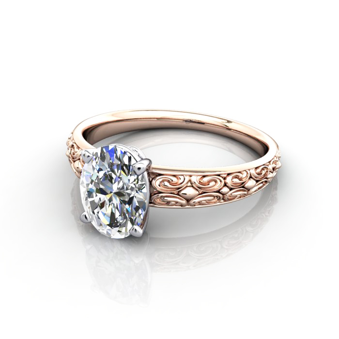 Oval Cut Vintage Diamond Ring Rose Gold RV1 LF