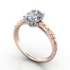 Thumb Oval Cut Vintage Diamond Ring Rose Gold RV1 3D