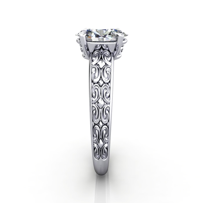 Oval Cut Vintage Diamond Ring White Gold RV1 SV