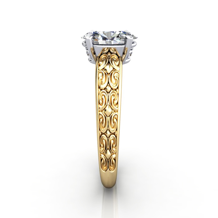 Oval Cut Vintage Diamond Ring Yellow Gold RV1 SV