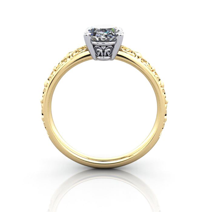 Oval Cut Vintage Diamond Ring Yellow Gold RV1 TF