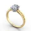 Thumb Oval Cut Vintage Diamond Ring Yellow Gold RV1 3D