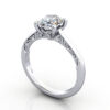 Thumb Oval Cut Vintage Diamond Ring Platinum RV3 3D