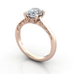 Oval Cut Vintage Diamond Ring Rose Gold RV3 3D Oval Cut Vintage Diamond Ring Rose Gold RV3 3D
