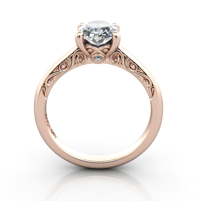 Oval Cut Vintage Diamond Ring Rose Gold RV3 TF