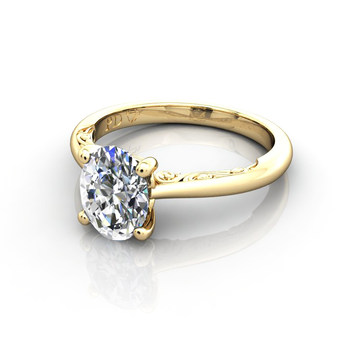 Oval Cut Vintage Diamond Ring Yellow Gold RV3 LF Oval Cut Vintage Diamond Ring Yellow Gold RV3 LF