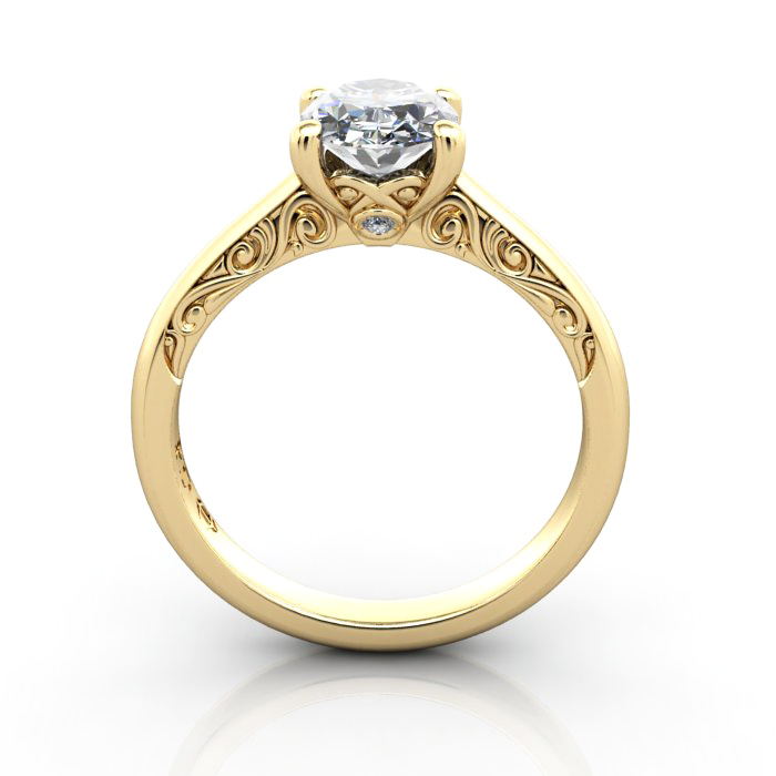 Oval Cut Vintage Diamond Ring Yellow Gold RV3 TF Oval Cut Vintage Diamond Ring Yellow Gold RV3 TF