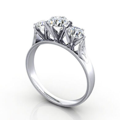 Thumb Round Brilliant Vintage Diamond Ring Platinum RV4 3D