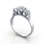 Round Brilliant Vintage Diamond Ring White Gold RV4 3D