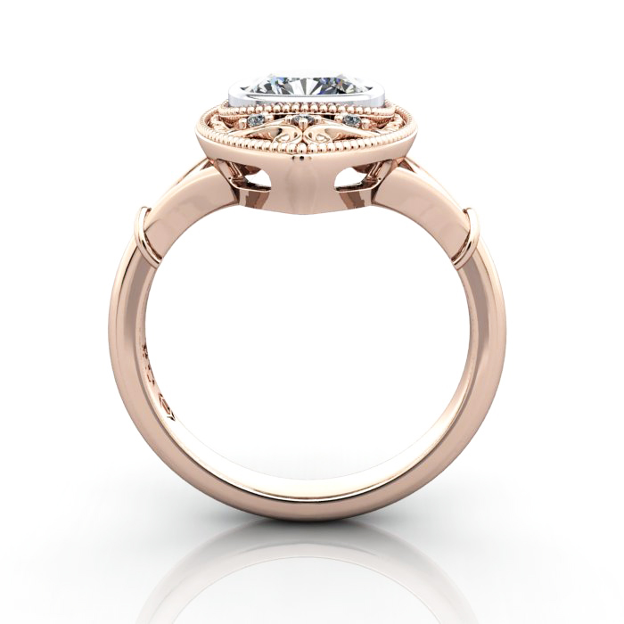Cushion Cut Vintage Diamond Ring Rose Gold RV5 TF Cushion Cut Vintage Diamond Ring Rose Gold RV5 TF