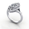 Cushion Cut Vintage Diamond Ring White Gold RV5 3D