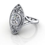 Cushion Cut Vintage Diamond Ring White Gold RV5 LF Cushion Cut Vintage Diamond Ring White Gold RV5 LF