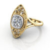 Cushion Cut Vintage Diamond Ring Yellow Gold RV5 LF