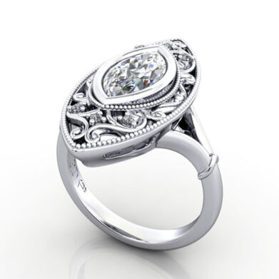 Thumb Marquise Cut Vintage Diamond Ring Platinum RV5 3D