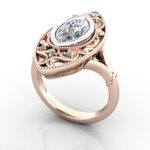 Marquise Cut Vintage Diamond Ring Rose Gold RV5 3D Marquise Cut Vintage Diamond Ring Rose Gold RV5 3D