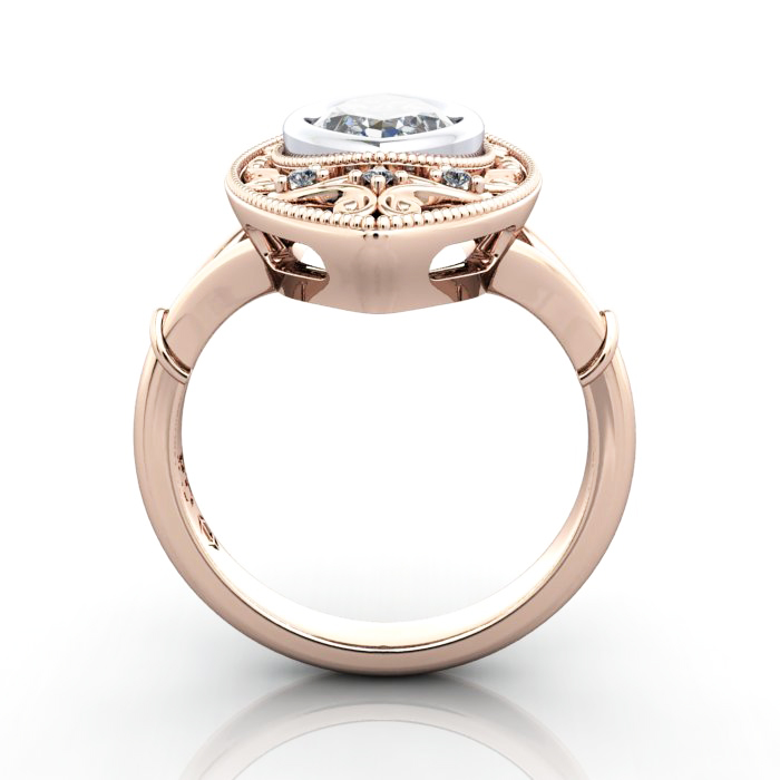 Marquise Cut Vintage Diamond Ring Rose Gold RV5 TF Marquise Cut Vintage Diamond Ring Rose Gold RV5 TF