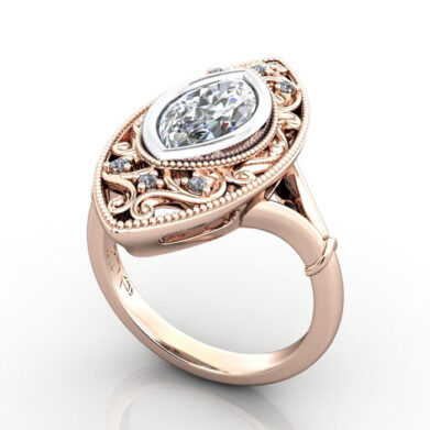 Thumb Marquise Cut Vintage Diamond Ring Rose Gold RV5 3D