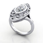 Marquise Cut Vintage Diamond Ring White Gold RV5 3D Marquise Cut Vintage Diamond Ring White Gold RV5 3D