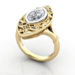 Marquise Cut Vintage Diamond Ring Yellow Gold RV5 3D Marquise Cut Vintage Diamond Ring Yellow Gold RV5 3D