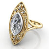 Marquise Cut Vintage Diamond Ring Yellow Gold RV5 LF