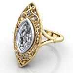 Marquise Cut Vintage Diamond Ring Yellow Gold RV5 LF Marquise Cut Vintage Diamond Ring Yellow Gold RV5 LF