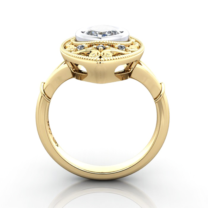 Marquise Cut Vintage Diamond Ring Yellow Gold RV5 TF