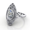 Oval Cut Vintage Diamond Ring Platinum RV5 LF