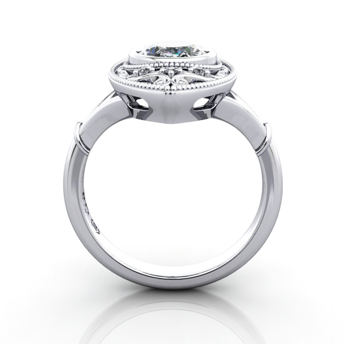 Oval Cut Vintage Diamond Ring Platinum RV5 TF