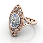 Oval Cut Vintage Diamond Ring Rose Gold RV5 LF Oval Cut Vintage Diamond Ring Rose Gold RV5 LF