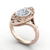 Thumb Oval Cut Vintage Diamond Ring Rose Gold RV5 3D