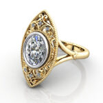 Oval Cut Vintage Diamond Ring Yellow Gold RV5 LF