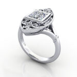 Princess Cut Vintage Diamond Ring Platinum RV5 3D Princess Cut Vintage Diamond Ring Platinum RV5 3D